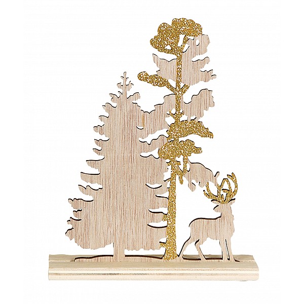 Ξύλινο Επιτραπέζιο Χριστουγεννιάτικο Διακοσμητικό Δέντρο 15 x 19(Η)cm