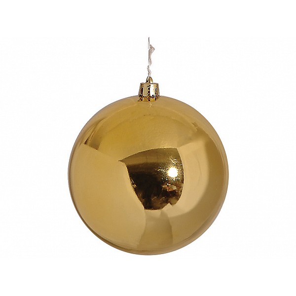 Χρυσή Γυαλιστερή Πλαστική Χριστουγεννιάτικη Μπάλα 8cm