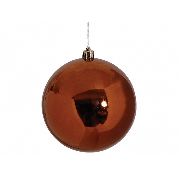 Χάλκινη Πλαστική Γυαλιστερή Χριστουγεννιάτικη Μπάλα 8cm