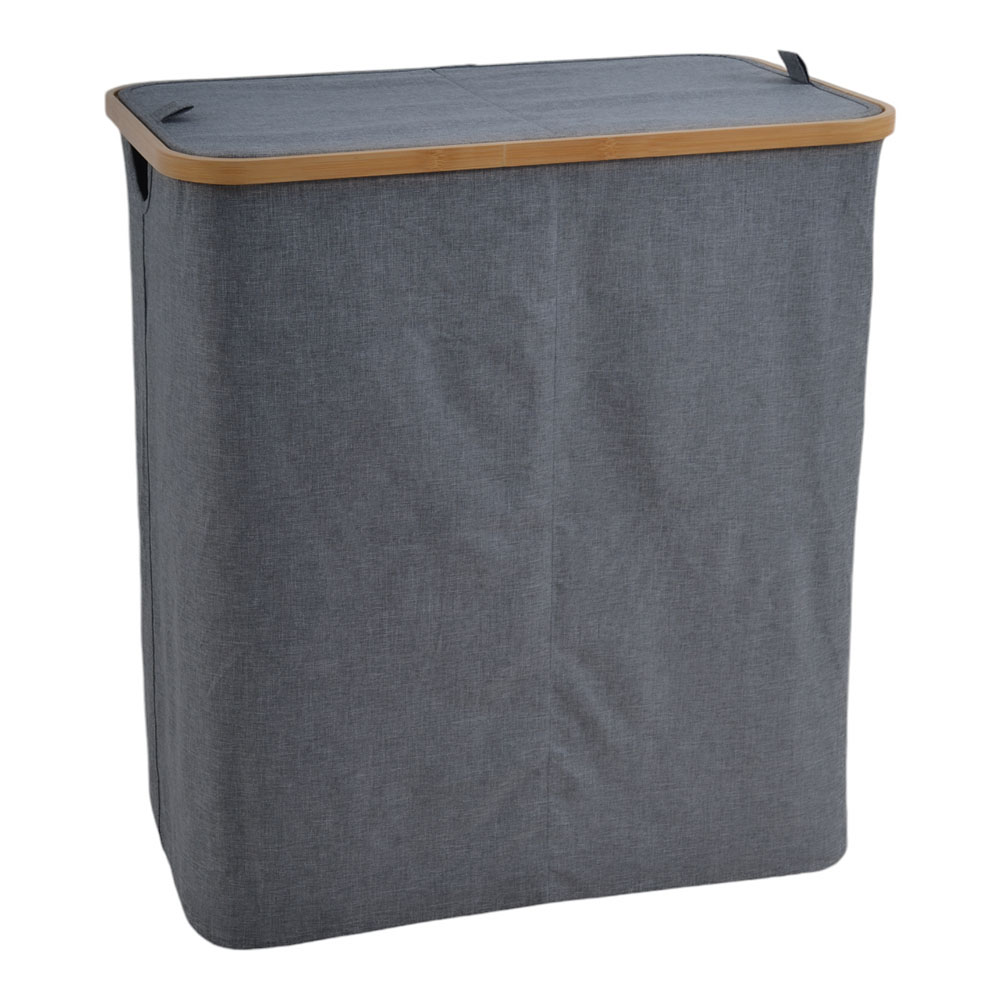 ΚΑΛΑΘΙ ΑΠΛΥΤΩΝ ΥΦΑΣΜΑΤΙΝΟ ΣΕ ΓΚΡΙ ΧΡΩΜΑ 2 ΘΕΣΕΩΝ ΜΕ ΜΠΑΜΠΟΥ ΣΚΕΛΕΤΟ 54x33x59εκ.  - Ankor 842216