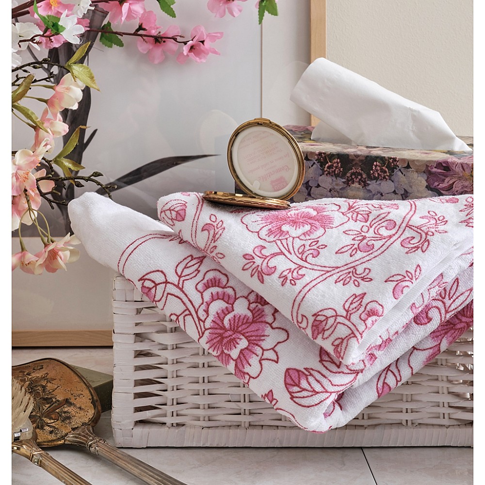 Πετσέτα Τυπωμένη Βελούρ Dahlia - Pink, Προσώπου 50x90