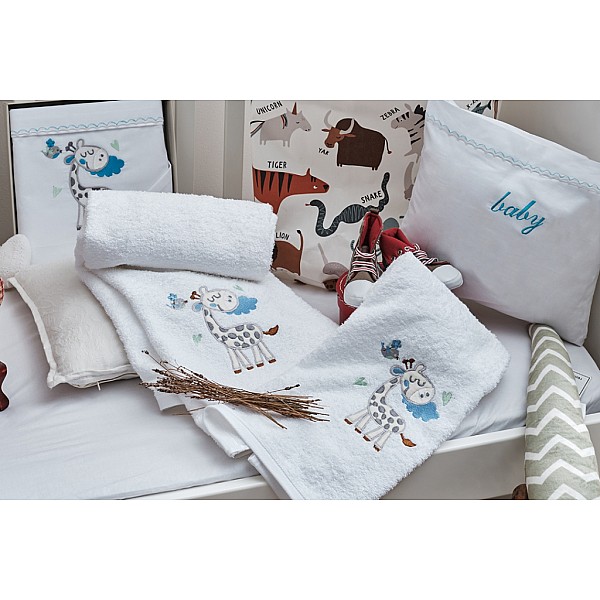 Πετσέτες Σετ με κέντημα Giraffe Blue - embroidery-75x150