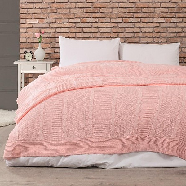 Κουβέρτα Πλεκτή Edenhill - Pink, Υπέρδιπλο (220x240)