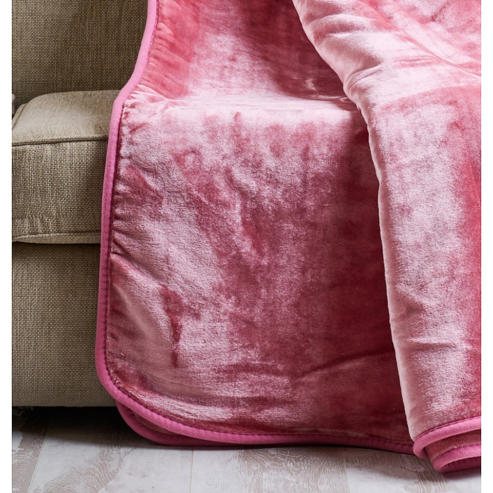 Κουβέρτα Μονόχρωμη Βελούρ Silk Touch - Dusty Pink, Υπέρδιπλο (220x240)