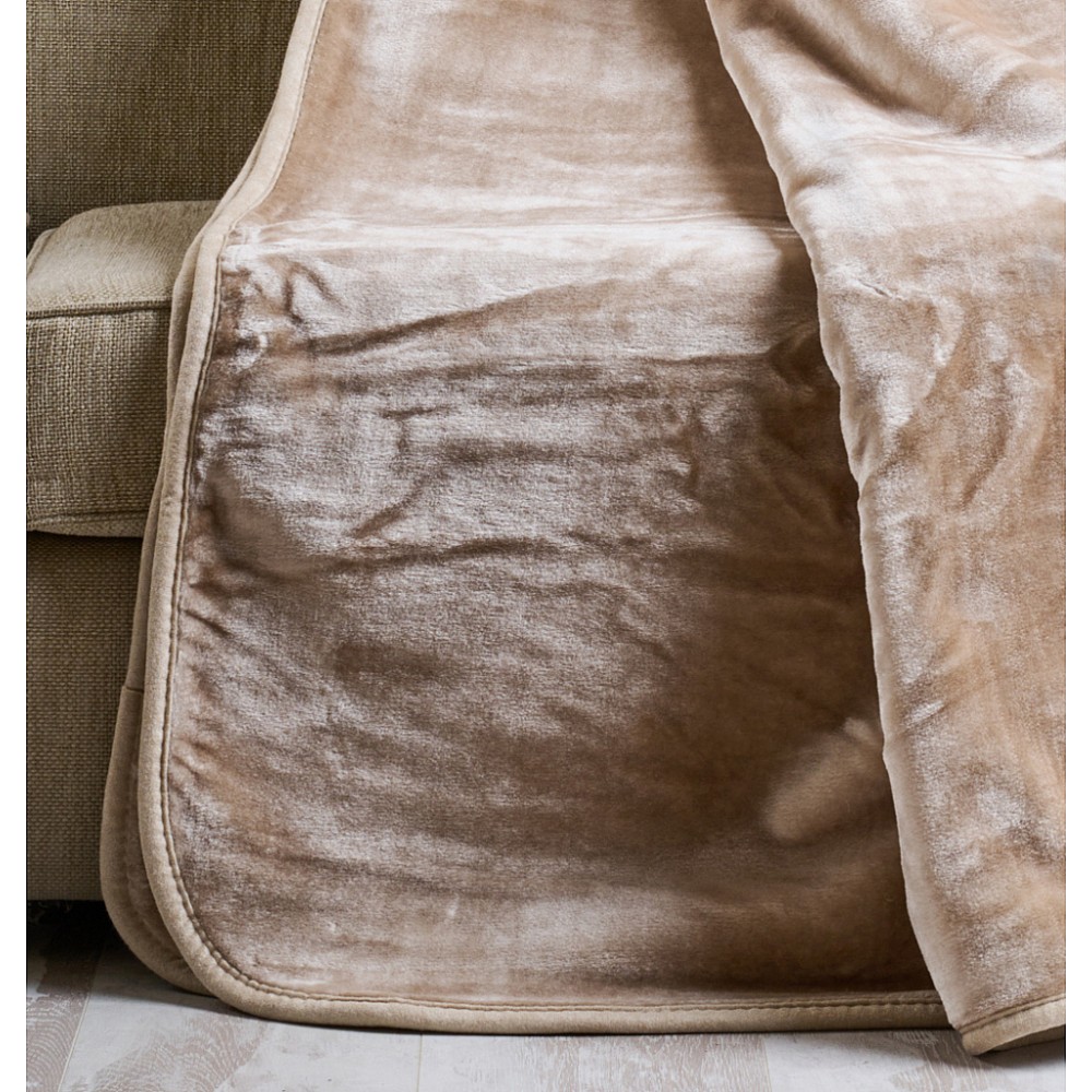 Κουβέρτα Μονόχρωμη Βελούρ Silk Touch - Beige, Υπέρδιπλο (220x240)