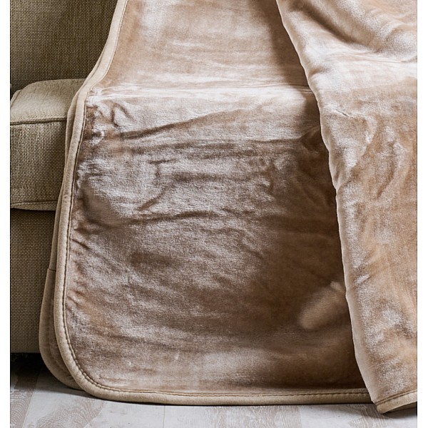 Κουβέρτα Μονόχρωμη Βελούρ Silk Touch - Beige, Υπέρδιπλο (220x240)