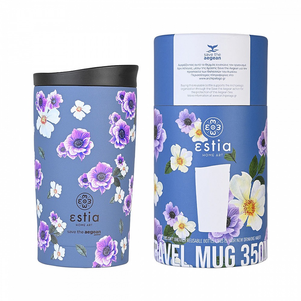 ΘΕΡΜΟΣ TRAVEL MUG SAVE THE AEGEAN 350ml GARDEN BLUE 01-20439