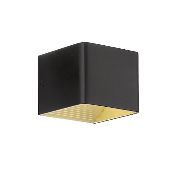 Απλίκα Φωτιστικό Τοίχου Dan Μαύρο-Χρυσό IP44 10x10