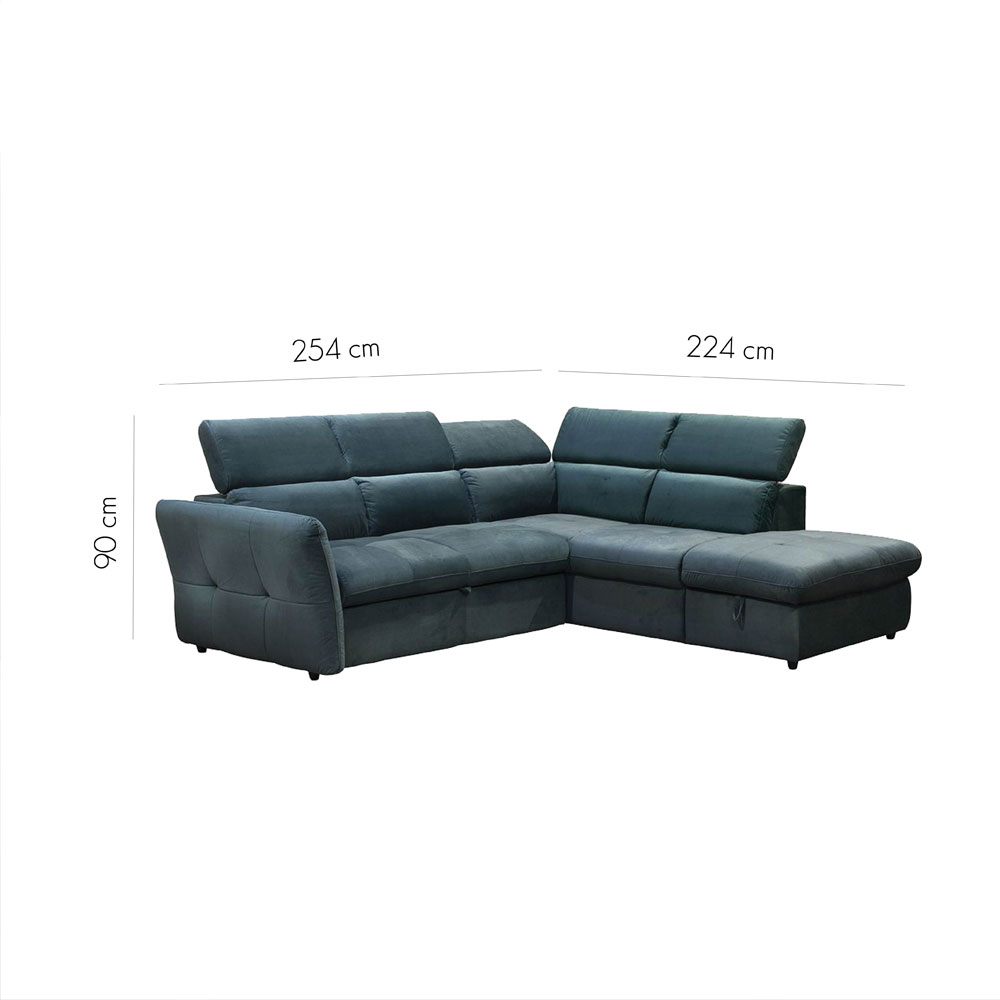 LIBERTA MONSERAT ΚΑΝΑΠΕΣ ΚΡΕΒΑΤΙ ΓΩΝΙΑ ΔΕΞΙΑ PETROL 254x224x90 LIBERTA MONSERAT ΚΑΝΑΠΕΣ ΚΡΕΒΑΤΙ ΓΩΝΙΑ ΔΕΞΙΑ PETROL 254x224x90