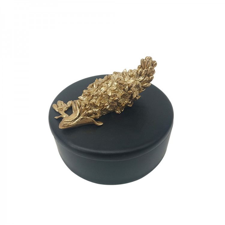 LIBERTA BLOOM ΚΟΥΤΙ ΑΠΟΘΗΚΕΥΣΗΣ 12x12x9cm POLYRESIN ΜΑΥΡΟ ΧΡΥΣΟ