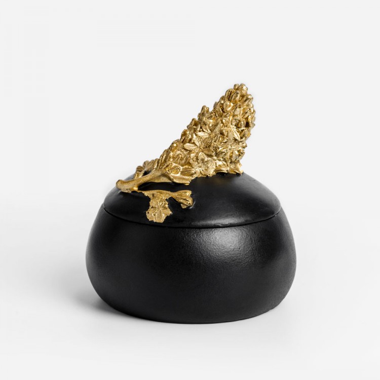 LIBERTA BLOOM ΚΟΥΤΙ ΑΠΟΘΗΚΕΥΣΗΣ 10x10x10cm POLYRESIN ΜΑΥΡΟ ΧΡΥΣΟ