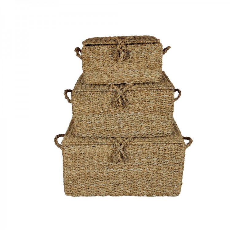 LIBERTA ALMAR ΚΟΥΤΙ ΑΠΟΘΗΚΕΥΣΗΣ SET 3ΤΜΧ 50x34x25cm SEAGRASS ΦΥΣΙΚΟ ΣΙΔΕΡΟ