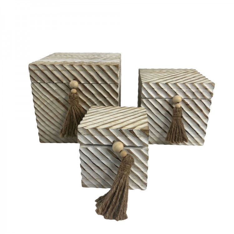 LIBERTA SENGO ΚΟΥΤΙ ΑΠΟΘΗΚΕΥΣΗΣ ΣΕΤ 3ΤΜΧ 22x22x20cm ΞΥΛΟ ΦΥΣΙΚΟ ΛΕΥΚΟ