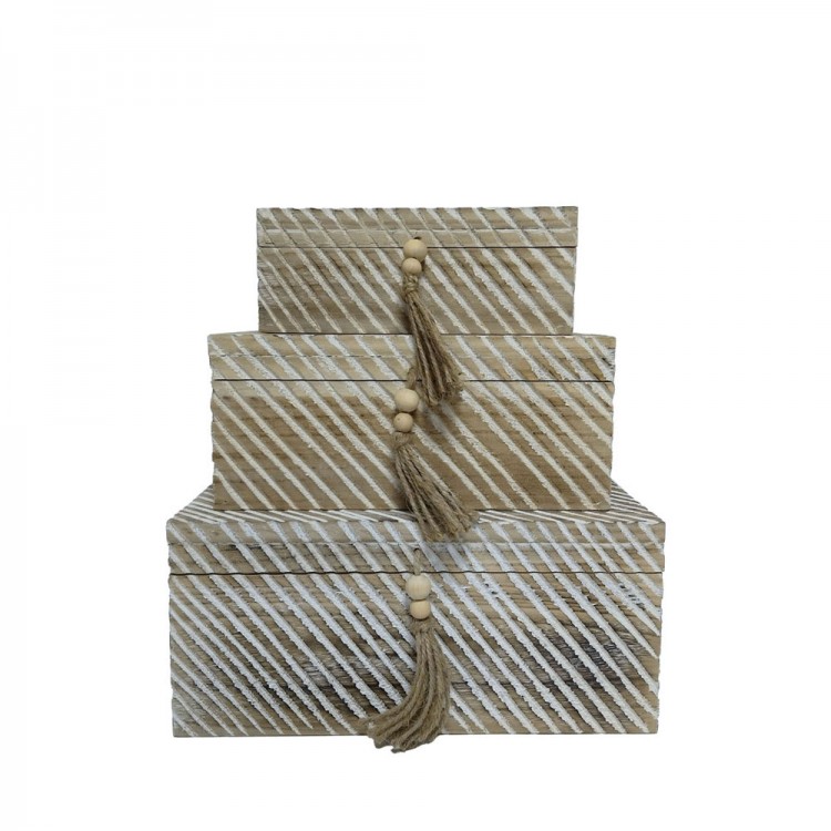 LIBERTA SENGO ΚΟΥΤΙ ΑΠΟΘΗΚΕΥΣΗΣ ΣΕΤ 3ΤΜΧ 38x25x17cm ΞΥΛΟ ΦΥΣΙΚΟ ΛΕΥΚΟ
