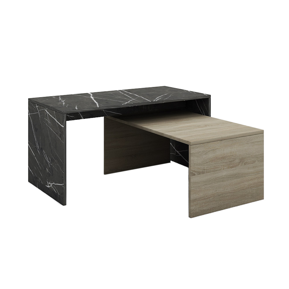 LIBERTA PETRA DUO COFFEE TABLE ΠΕΤΡΑ SONOMA ΣΚΟΥΡΟ 90x45x45