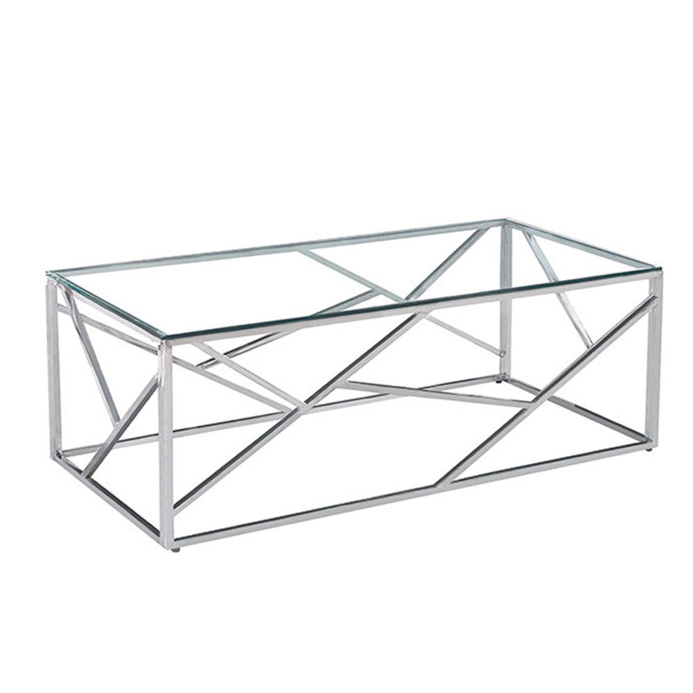 LIBERTA BONSAI COFFEE TABLE ΑΣΗΜΙ ΔΙΑΦΑΝΟ 120x60x40