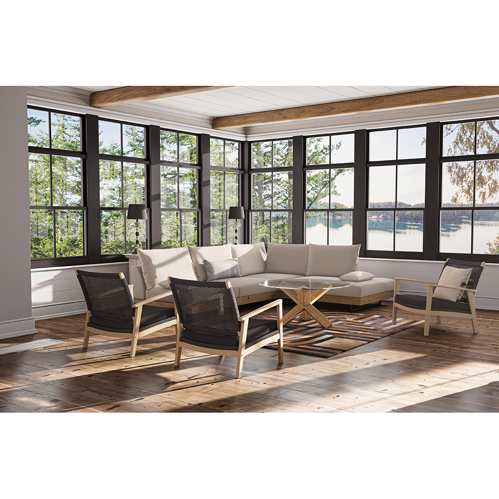 LIBERTA GLASS COFFEE TABLE ΔΙΑΦΑΝΟ OAK 80x80x42