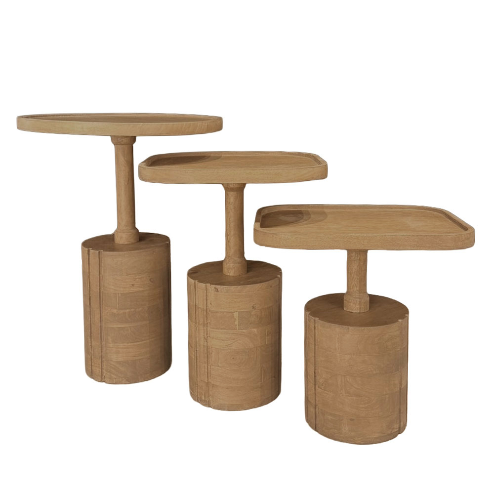 LIBERTA TETRIS COFFEE TABLE SET 3ΤΕΜ ΦΥΣΙΚΟ 45x45x60cm