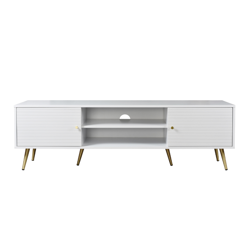 LIBERTA ZIZEL TV STAND 2ΠΟΡΤΕΣ ΛΕΥΚΟ ΜΕ PATTERN ΧΡΥΣΟ 160x39x49