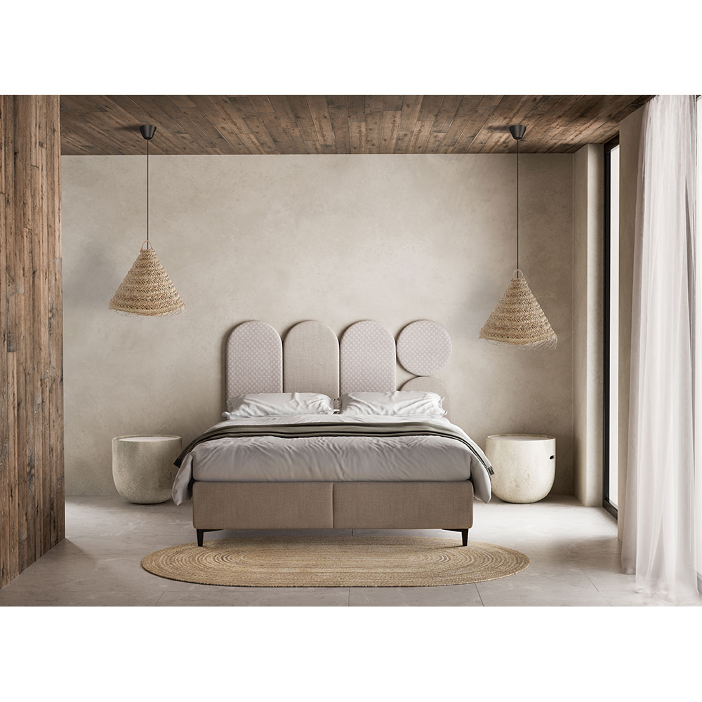 LIBERTA ABSTRACT ΚΡΕΒΑΤΙ ΜΕ ΑΠΟΘΗΚ. ΧΩΡΟ (ΓΙΑ ΣΤΡΩΜΑ 160x200cm) BEIGE ΜΕ PATTERN 207x160x130