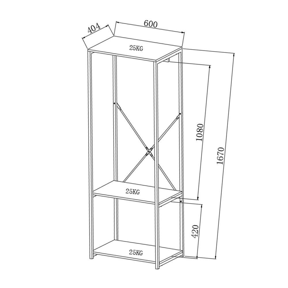 LIBERTA VOGUE ΝΤΟΥΛΑΠΑ SONOMA ΜΑΥΡΟ 60x40xH167cm