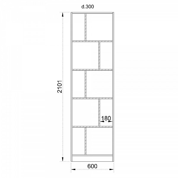 LIBERTA MAZE 60 ΒΙΒΛΙΟΘΗΚΗ ΨΗΛΗ SONOMA ΓΚΡΙ ΣΚΟΥΡΟ 60x30xH210cm