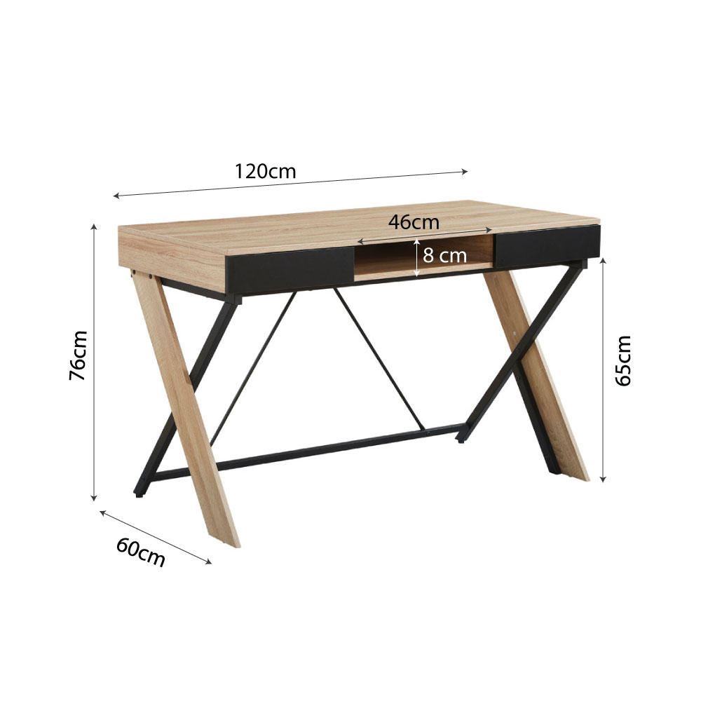 LIBERTA DOUBLE-X ΓΡΑΦΕΙΟ 1ΡΑΦΙ ΦΥΣΙΚΟ ΜΑΥΡΟ 120x60xH76cm