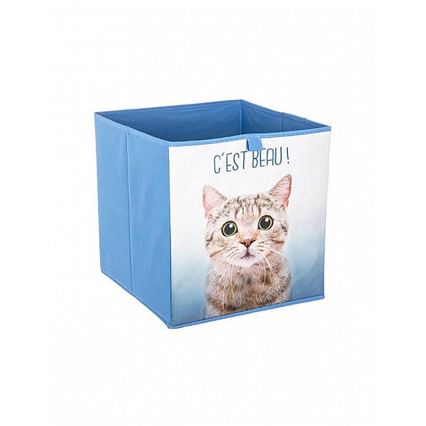 Κουτί υφασμάτινο μπλε γατάκι 31x31