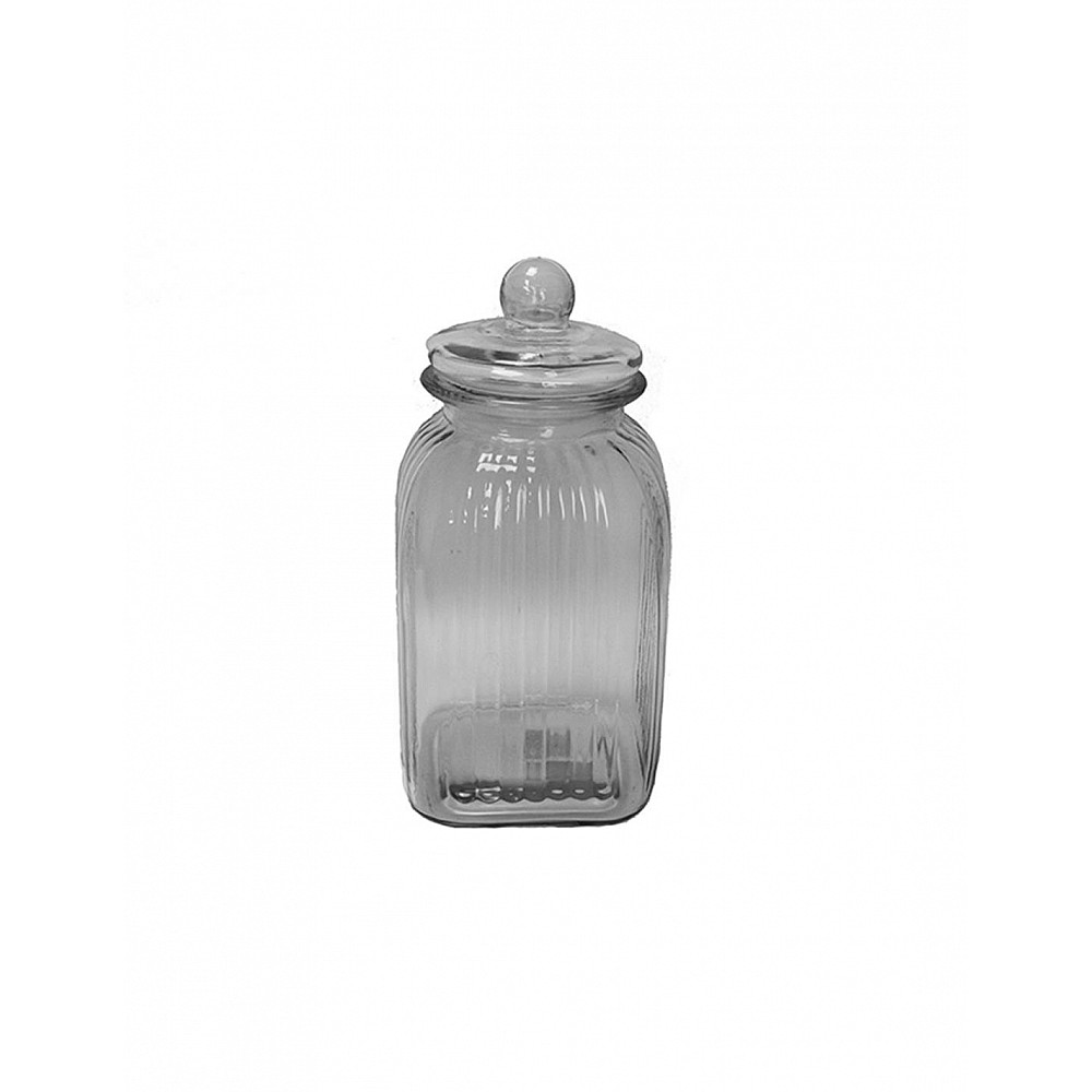 Βάζο γυάλινο ριγέ με καπάκι 16x32/4. 6LT