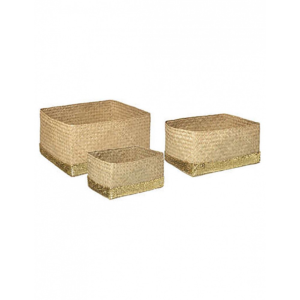 Καλάθι Bamboo με χρυσό τελειώμα σ/3(28x21x14+37x25x18+40x31x20)
