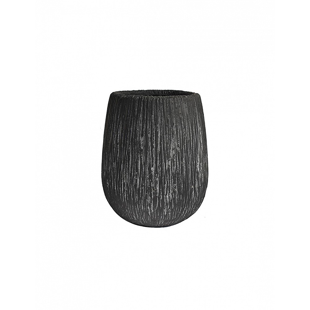 Γλάστρα μπουλ κεραμικό carve μαύρο χρ.  Φ34x40