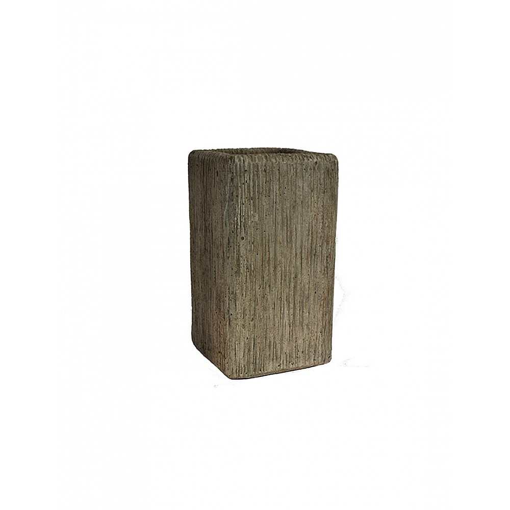 Γλάστρα κεραμικό τετράγωνο carve ανάγλυφο γκρι χρ. 19x19x33