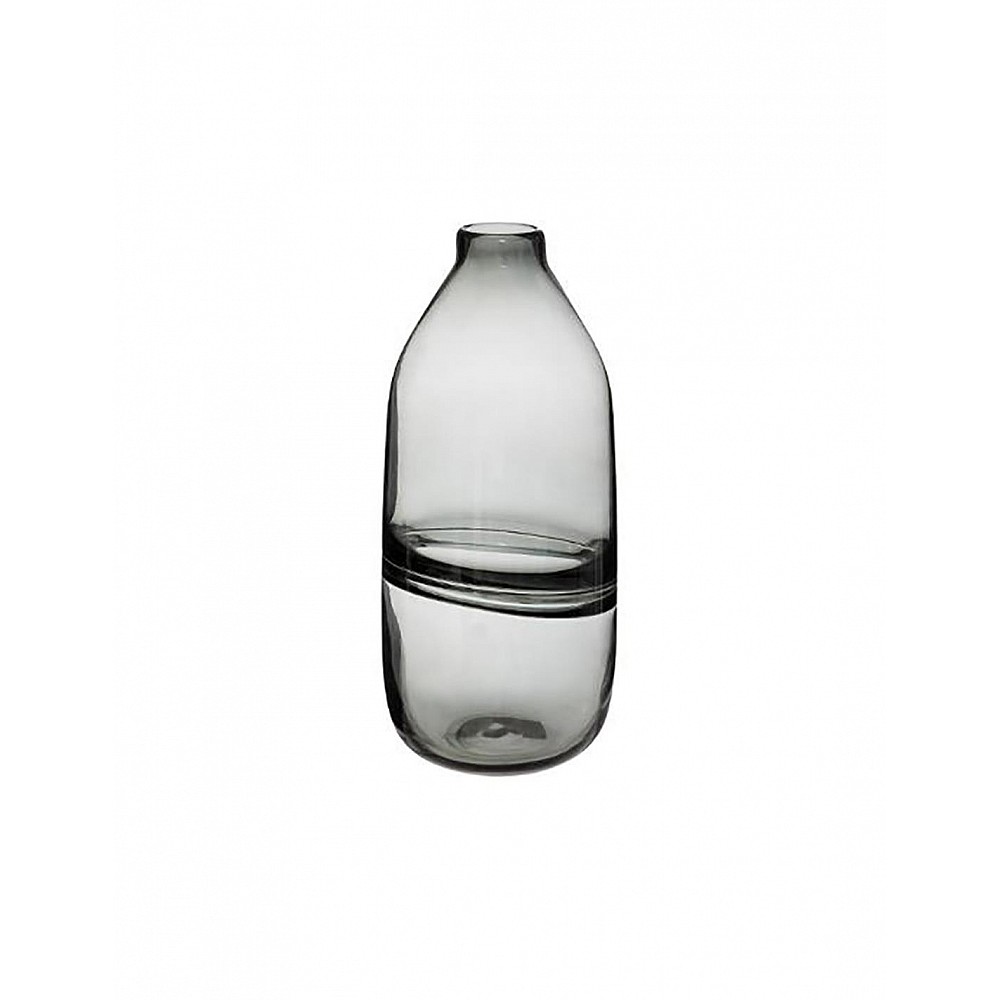 Βάζο μπουκάλι γυάλινο γυάλινο γκρι χρ.  13,7x30