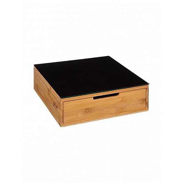 Κουτί συρτάρι για κάψουλες bamboo μαύρο καπάκι 30x30x10