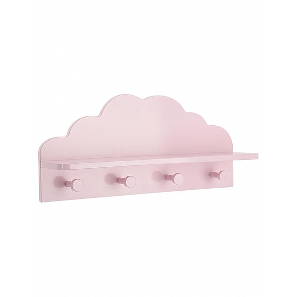 Κρεμάστρα x4 ξύλινη ροζ σύννεφο