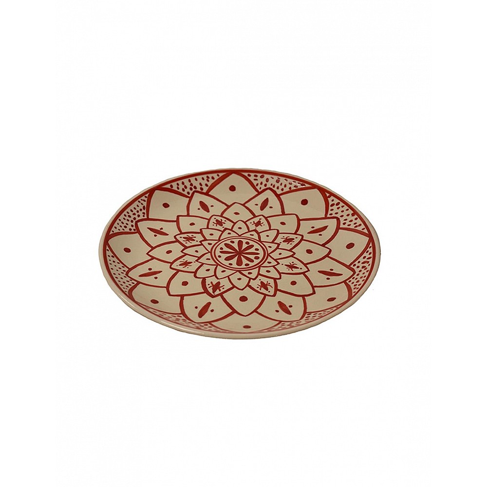 Πιάτο διακοσμητικό κεραμικό χειροποίητο 25εκ. red maroco