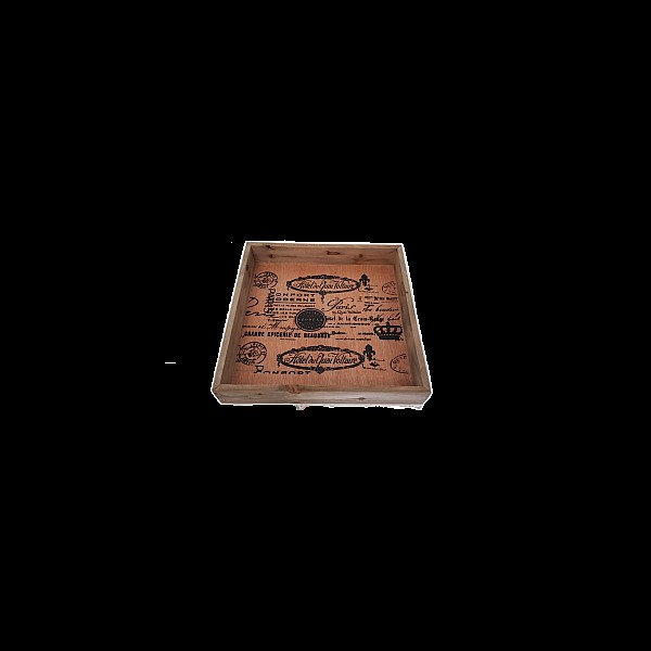 Δίσκος ξύλινο καφέ letters 30x30x5