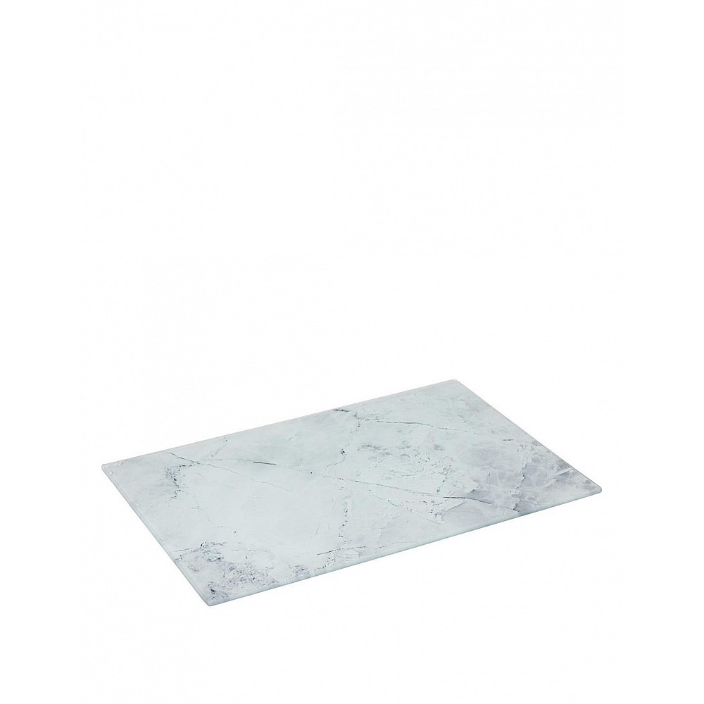 Βάση κοπής γυάλινο marble λευκή 30x20