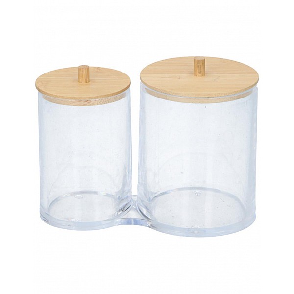 Κουτί 2πλό plexiglass με καπάκι bamboo 15,5X8X13,3cm