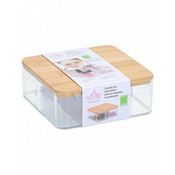 Κουτί αποθ.  bamboo καπάκι/καθρέφτη 14,5x14,5x5,5cm