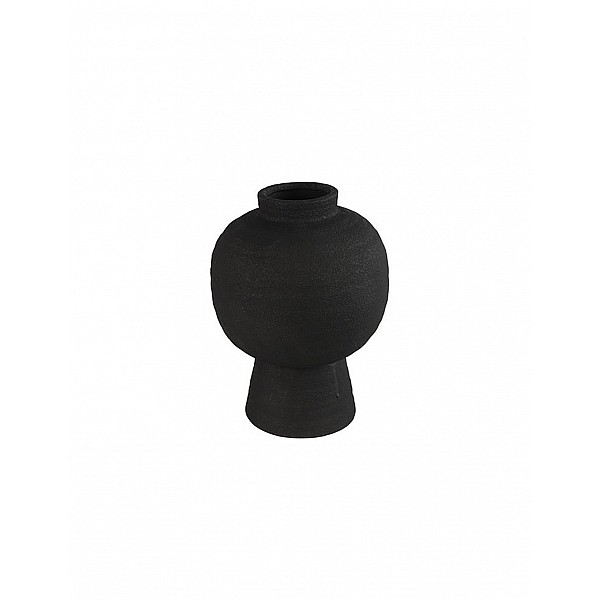 Βάζο κεραμικό μπουλ σωλήνας  μαύρο χρ.  25x33cm