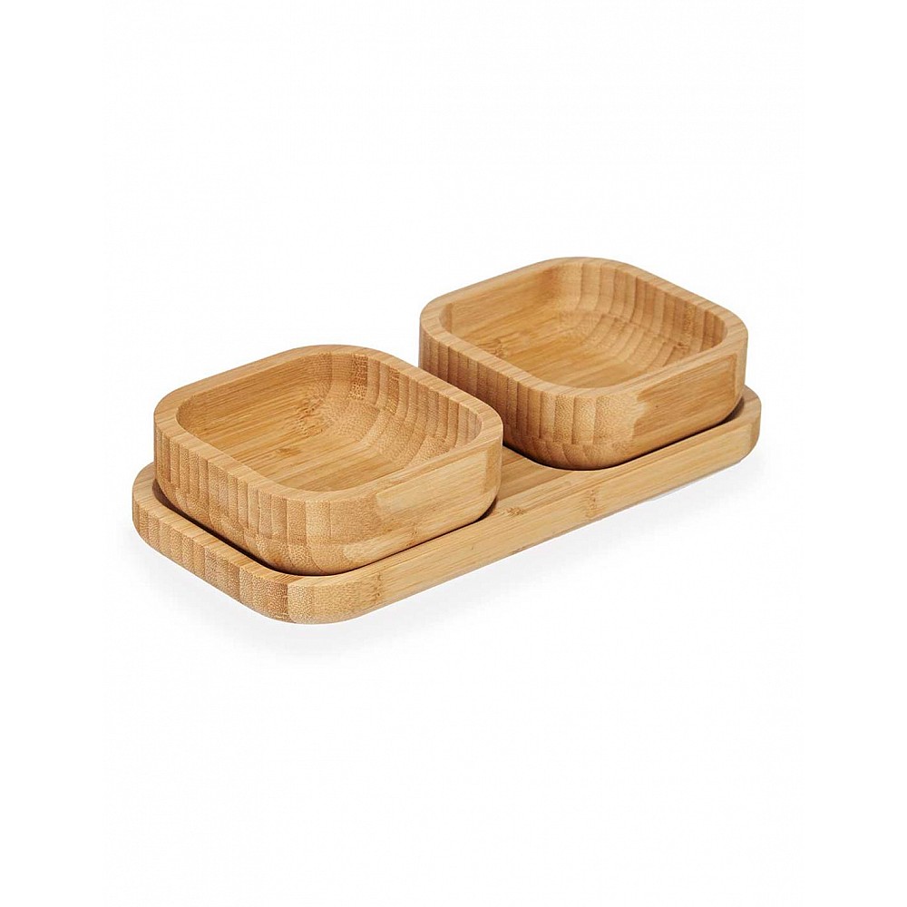 Μπωλ σερβιρίσματος bamboo σε βάση set3pcs 23x11x4,5cm