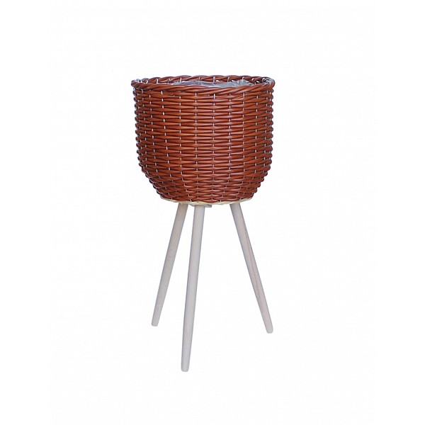 Κασπώ rattan καφέ σε τρίποδο 30x25/60