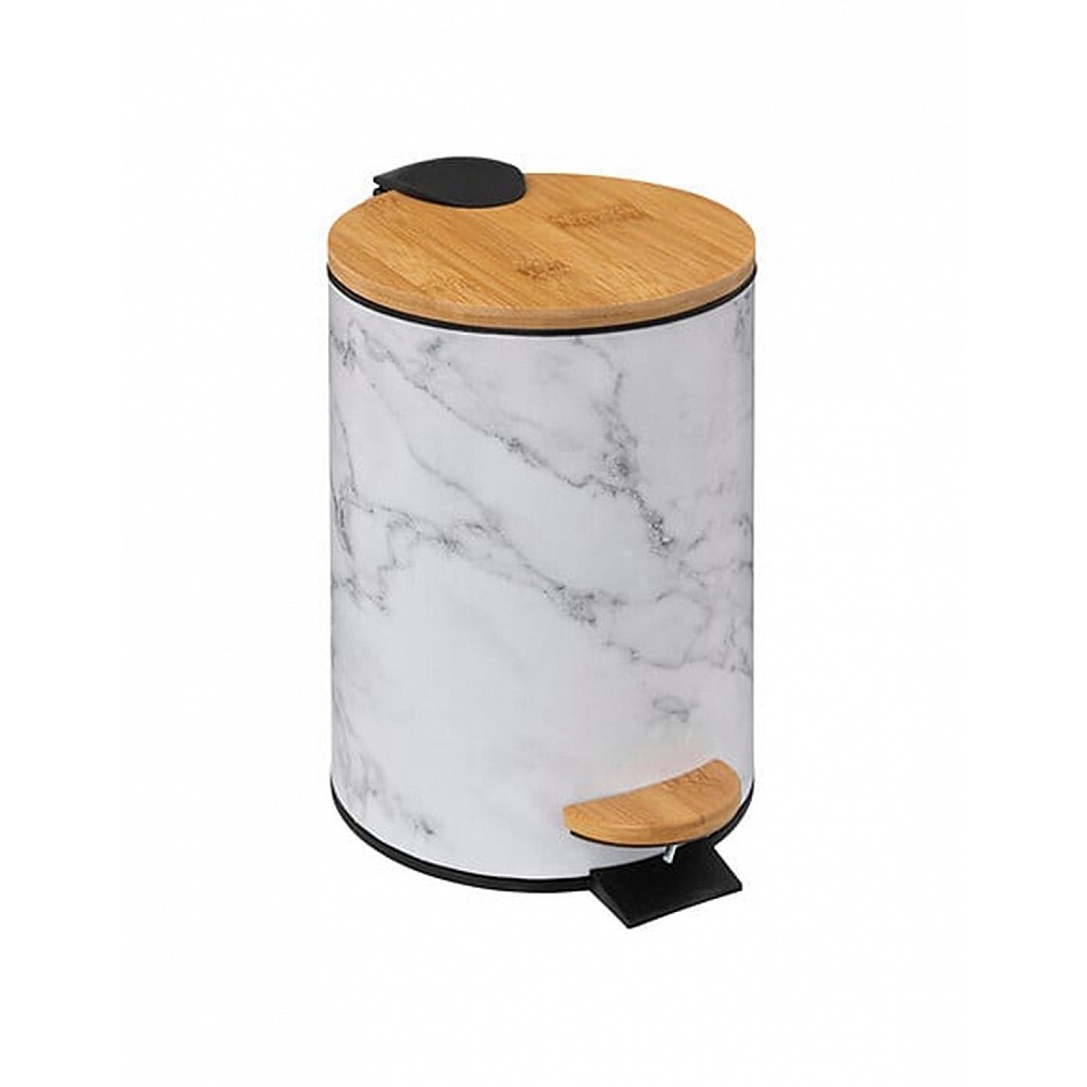 Κάδος απορριμάτων  white marble 3LT Φ16,8Η25cm