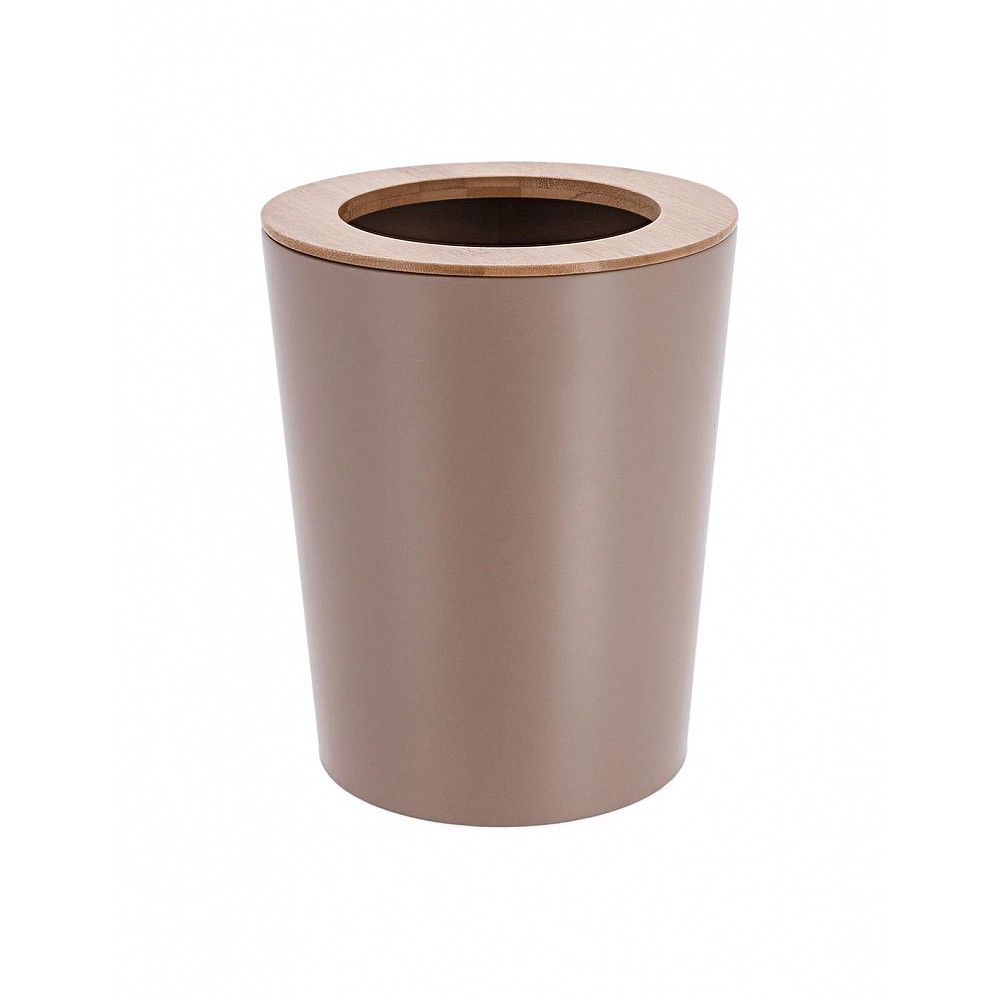 Κάδος απορριμμάτων μεταλλικό bamboo καπάκι 5lt cappuccino 20x25cm