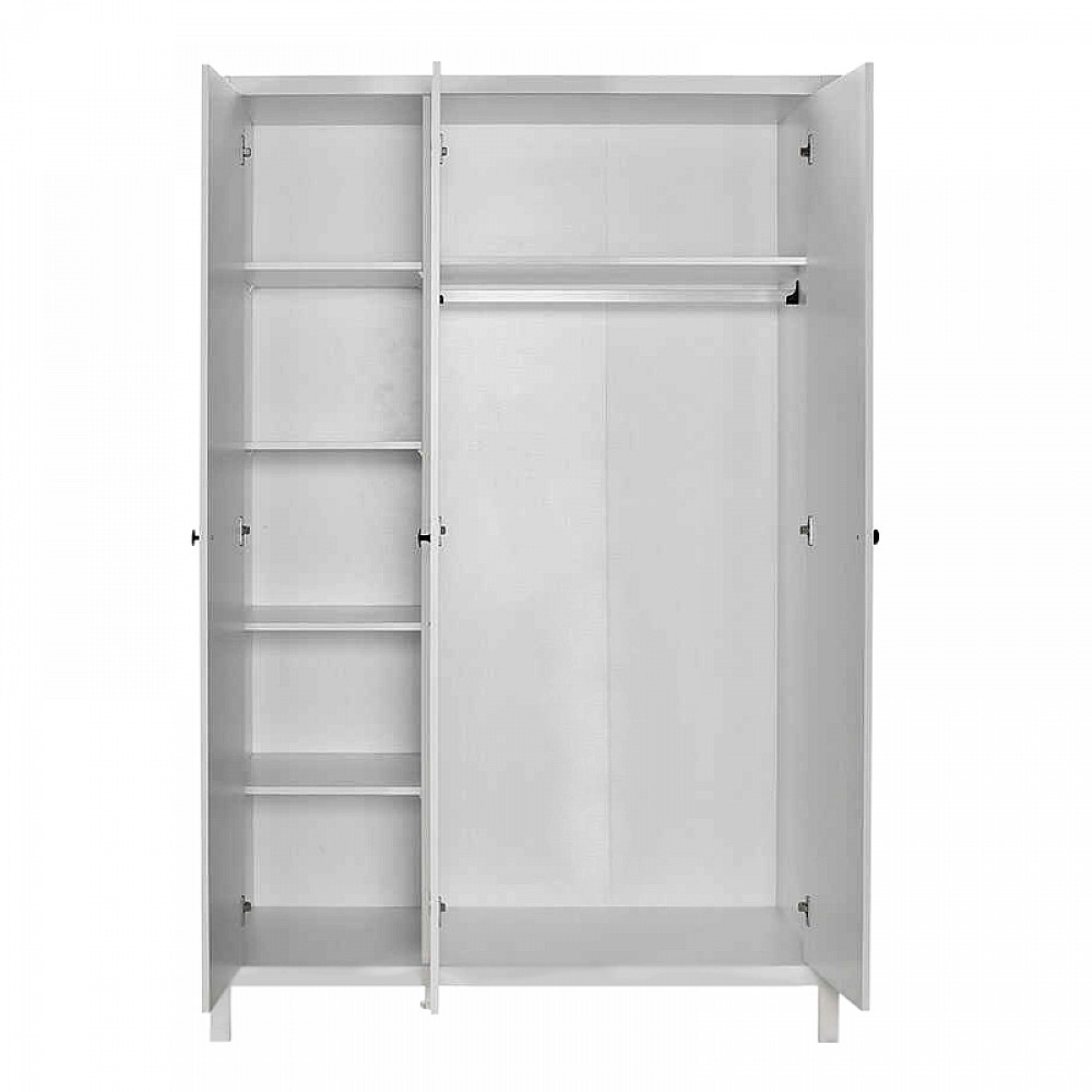 Ντουλάπα ρούχων French Megapap τρίφυλλη χρώμα λευκό 125x54x196εκ. Ντουλάπα ρούχων French Megapap τρίφυλλη χρώμα λευκό 125x54x196εκ.