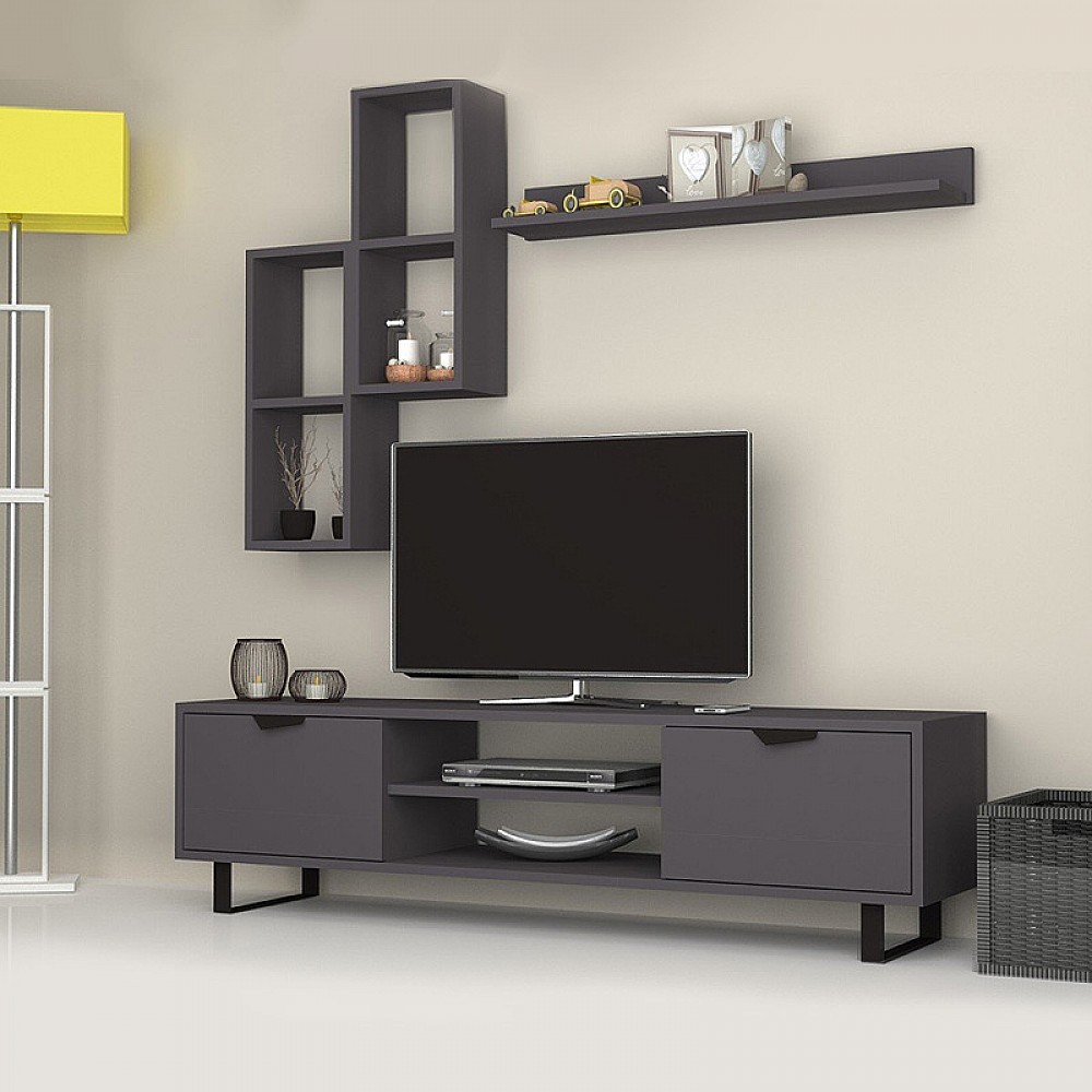 Σύνθεση τηλεόρασης Lonsa Megapap χρώμα γκρι 160x35x40εκ. Σύνθεση τηλεόρασης Lonsa Megapap χρώμα γκρι 160x35x40εκ.