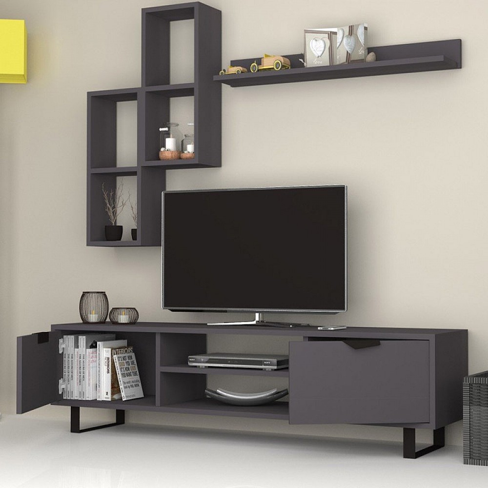 Σύνθεση τηλεόρασης Lonsa Megapap χρώμα γκρι 160x35x40εκ. Σύνθεση τηλεόρασης Lonsa Megapap χρώμα γκρι 160x35x40εκ.