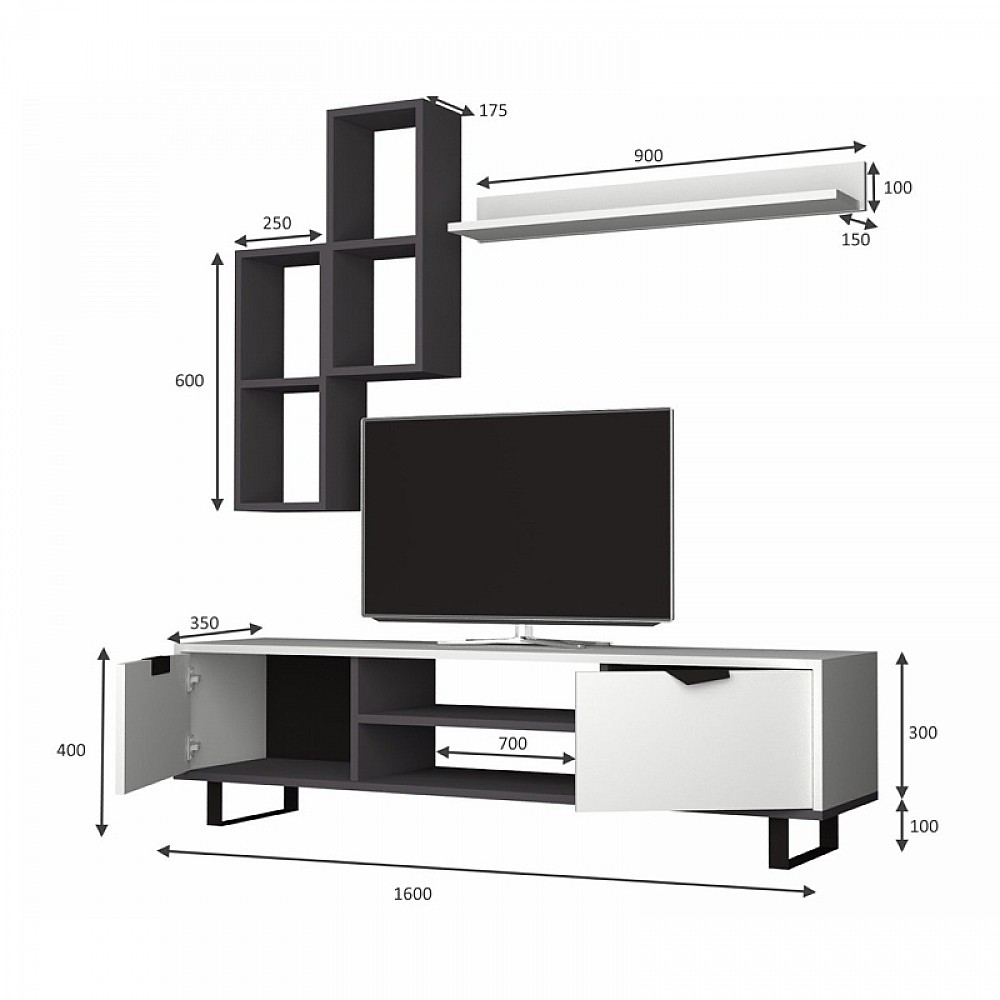 Σύνθεση τηλεόρασης Lonsa Megapap χρώμα λευκό 160x35x40εκ. Σύνθεση τηλεόρασης Lonsa Megapap χρώμα λευκό 160x35x40εκ.