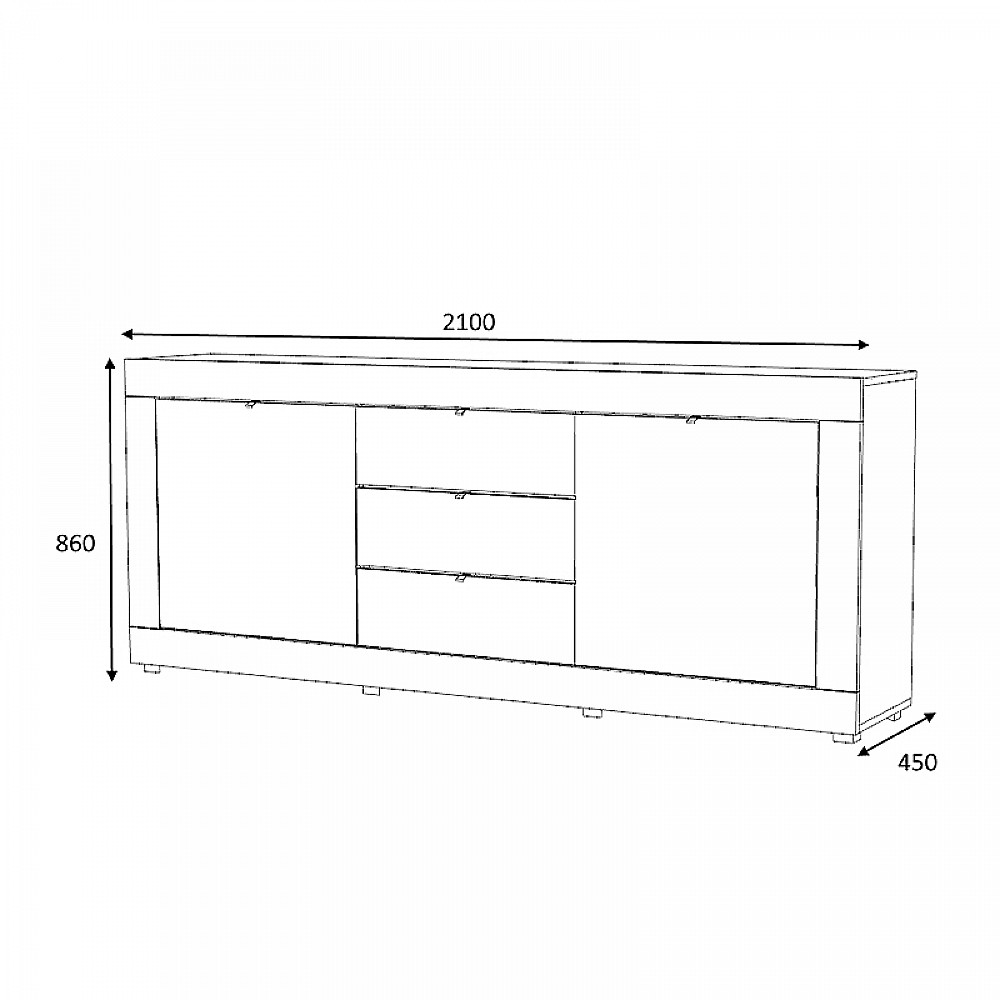 Μπουφές μελαμίνης Ocean Megapap χρώμα λευκό 210x45x86εκ.